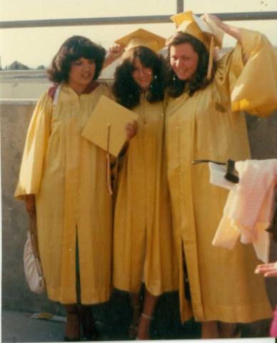 Patsy Noriega, Christy Willis and Meg M - Graduation 1980