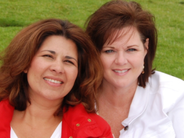 L-R:  Laura Fernandez and Meg M. Friends for 30+ years. 